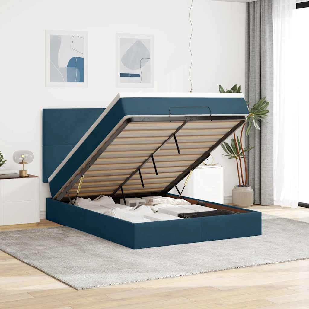 Cama otomana colchón LED cuero sintético capuchino 140x200cm