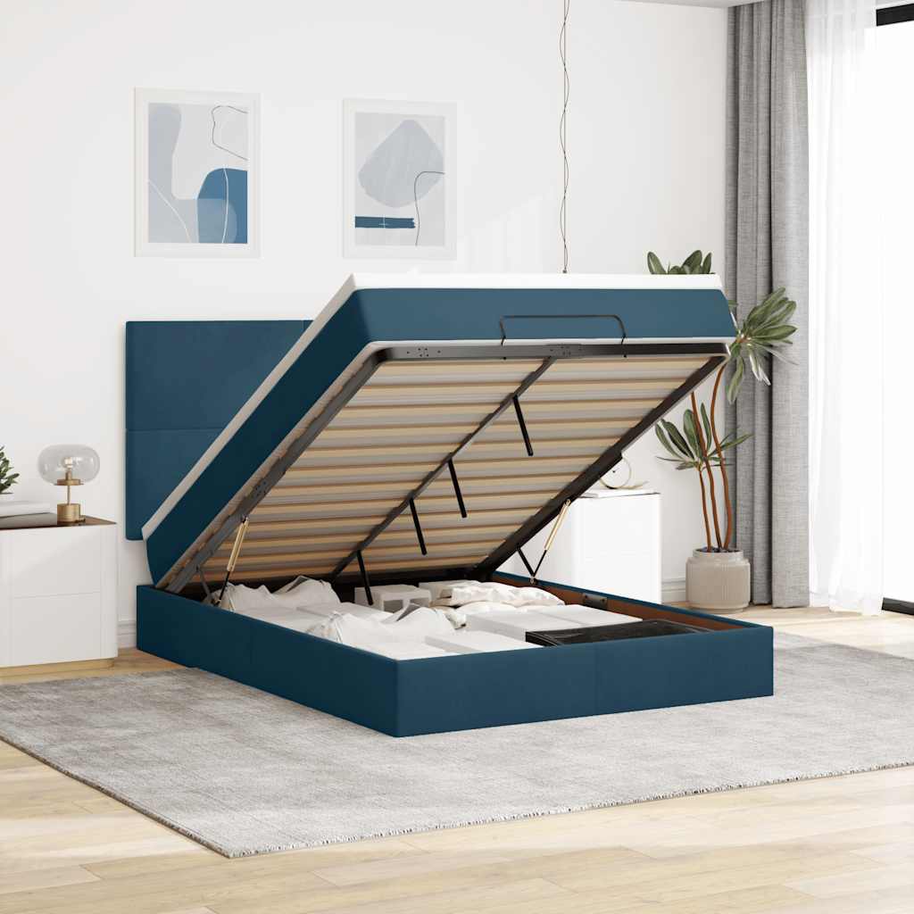Cama otomana colchón LED cuero sintético capuchino 140x200cm