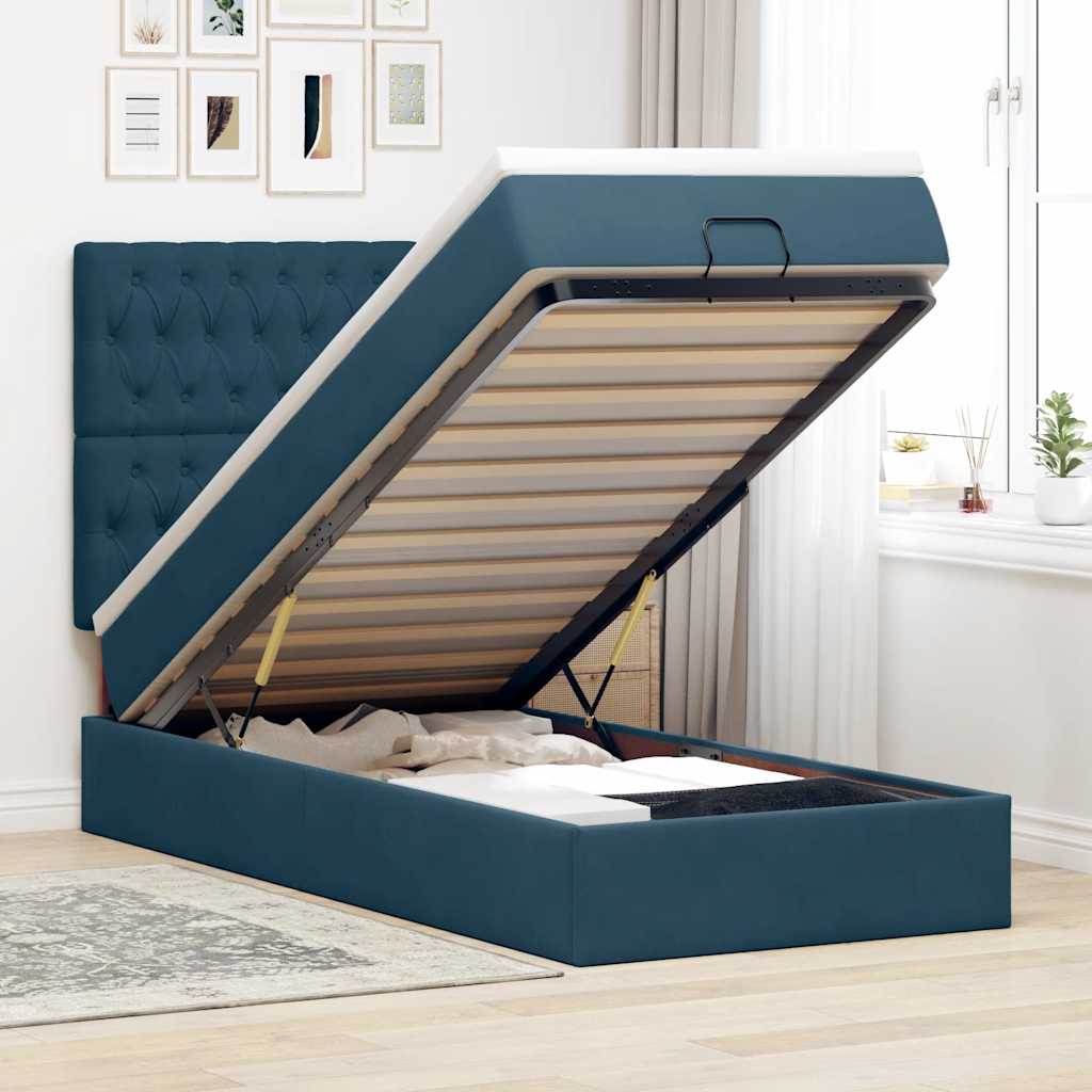 Cama otomana colchón LED cuero sintético capuchino 140x200cm