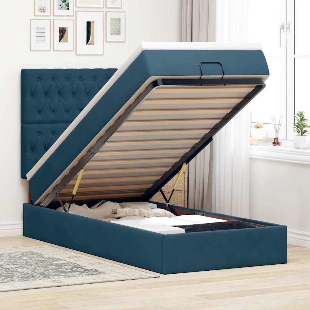 Cama otomana colchón LED cuero sintético capuchino 140x200cm