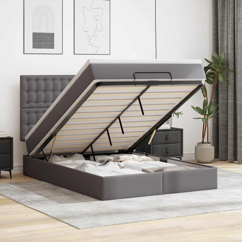 Estructura cama otomana colchón blanco puro 100x200cm