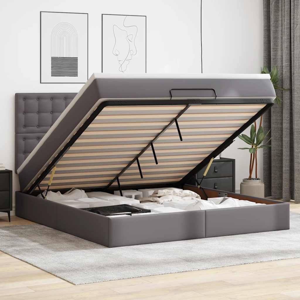 Estructura cama otomana colchón blanco puro 100x200cm