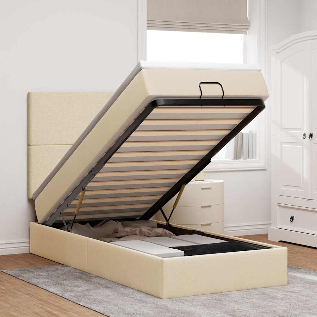 Estructura cama otomana colchón blanco puro 100x200cm