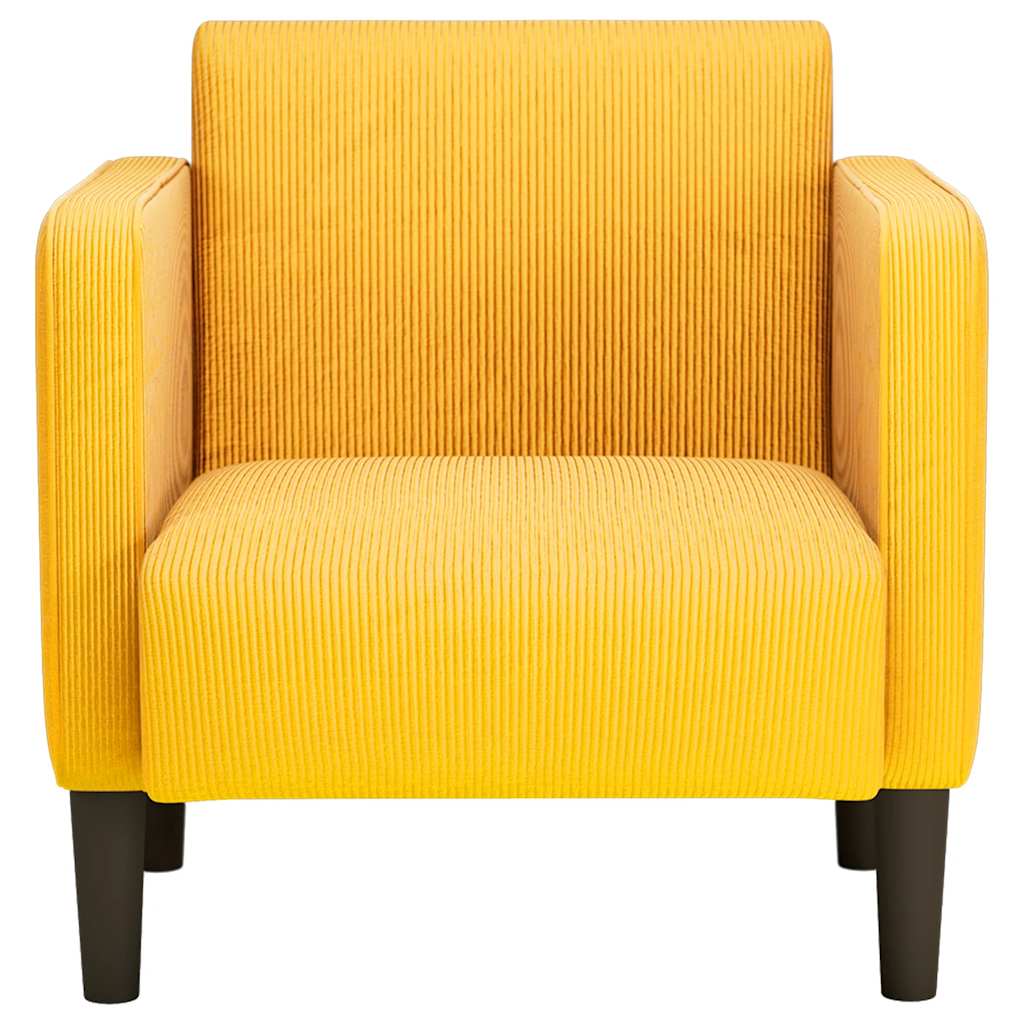 Sillón con reposabrazos amarillo claro 54 cm tejido de pana