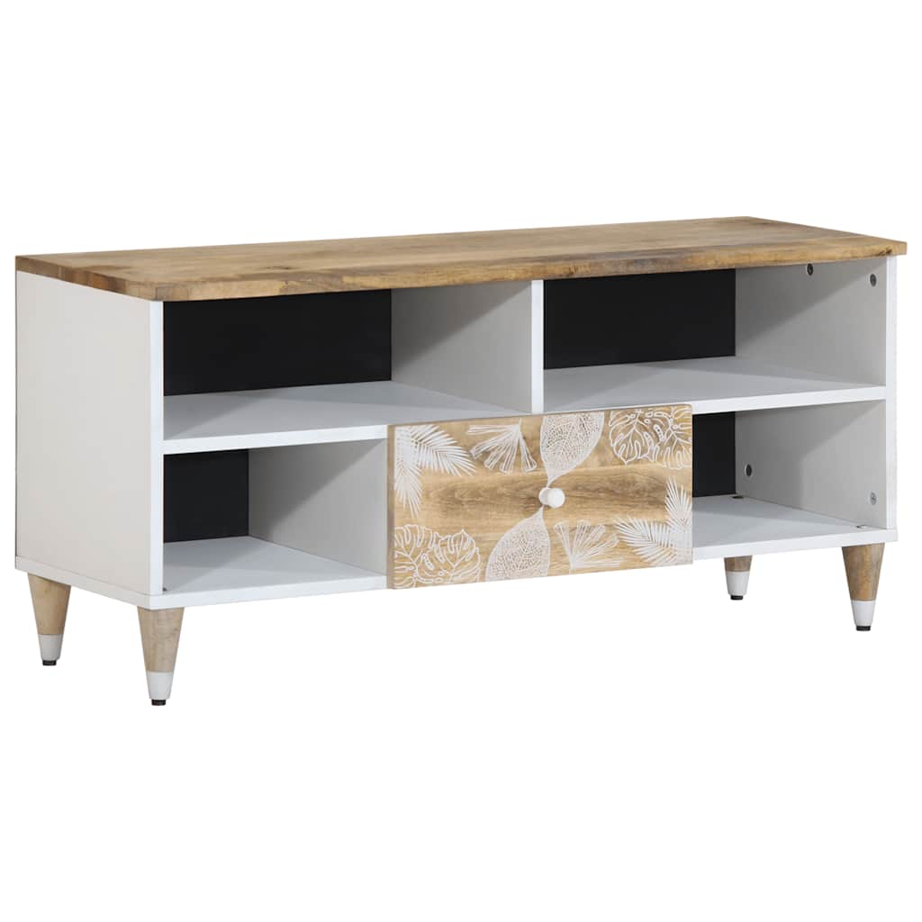 Mueble de TV madera maciza de acacia 100x42x40 cm
