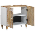 Armario de lavabo para baño madera maciza de mango 62x33x58 cm