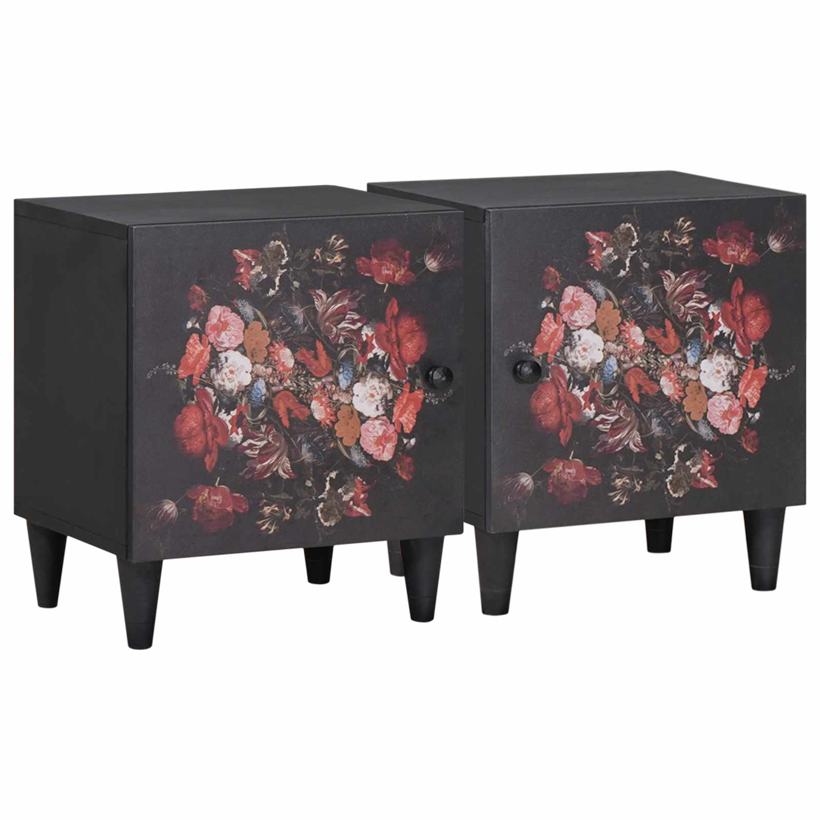 Cabinet de noche con puerta 2 pcs Negro 40 x 33 x 46 cm