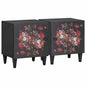 Cabinet de noche con puerta 2 pcs Negro 40 x 33 x 46 cm