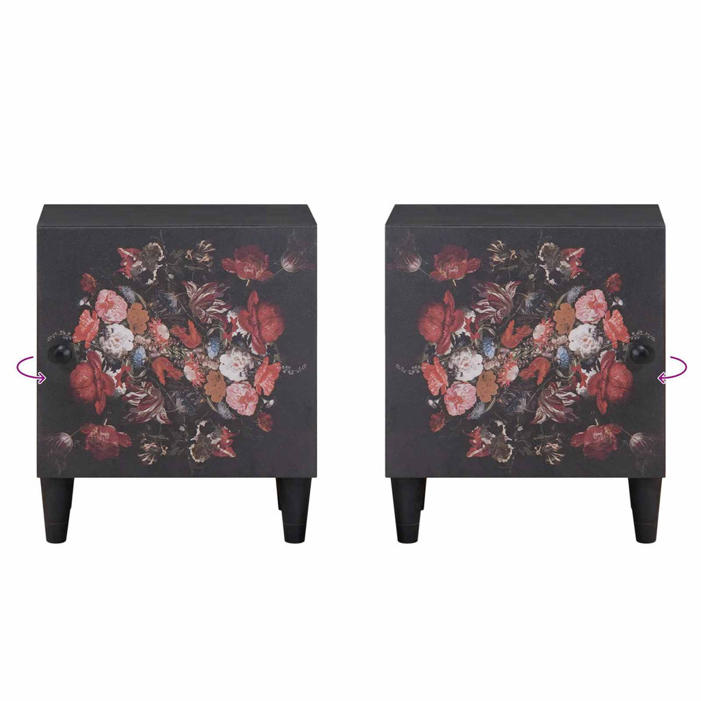 Cabinet de noche con puerta 2 pcs Negro 40 x 33 x 46 cm