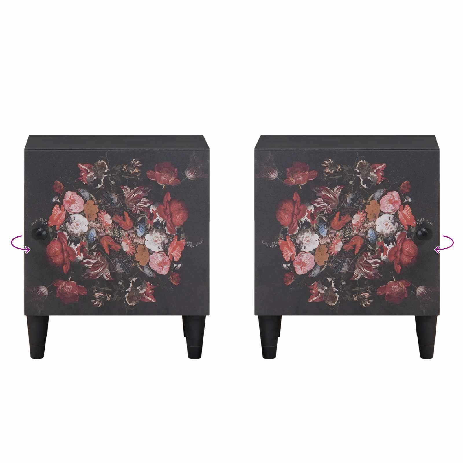 Cabinet de noche con puerta 2 pcs Negro 40 x 33 x 46 cm