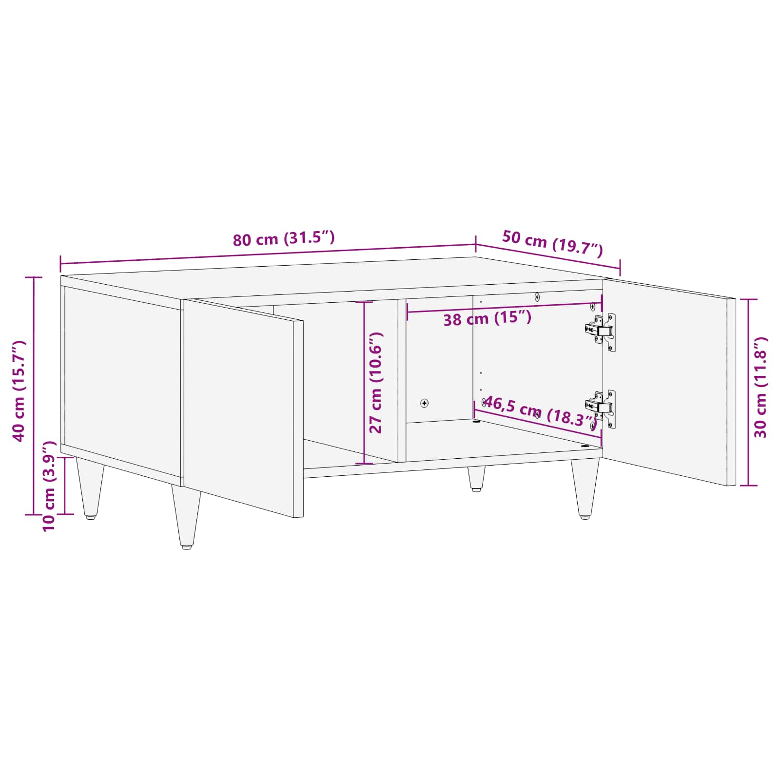 Mesa de Café Multicolor 80 x 50 x 40 cm Madera de mango maciza