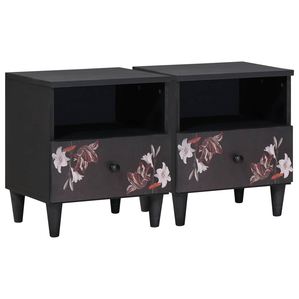 Mesita de Noche con cajón 2 pcs Marrón 40 x 33 x 46 cm
