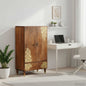 Tall sideboard with drawer Grey and gold 60 x 33 x 100 cm