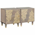 Cabinet de noche con puerta 2 pcs Gris 40 x 33 x 46 cm