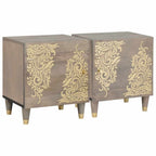 Cabinet de noche con puerta 2 pcs Gris 40 x 33 x 46 cm