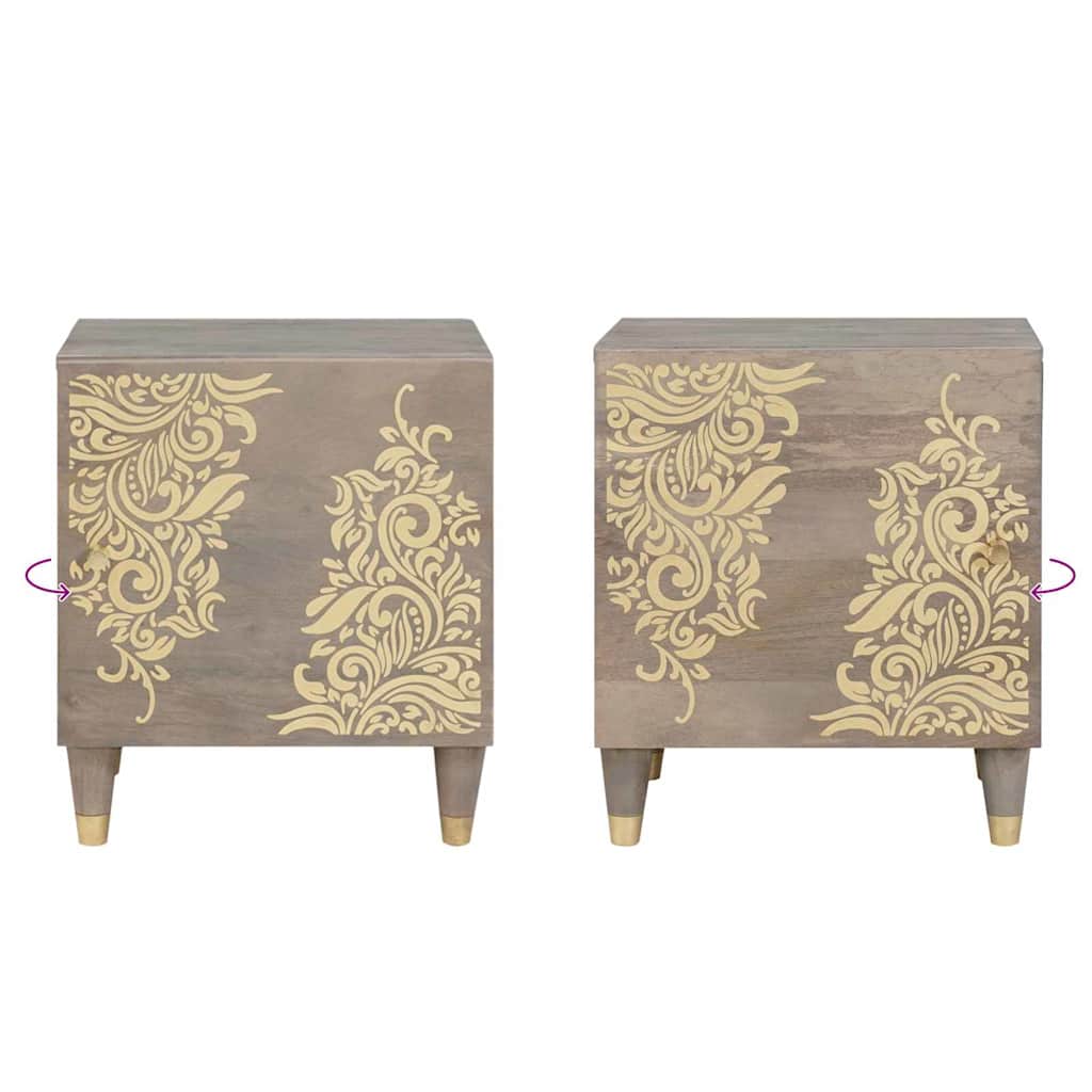 Cabinet de noche con puerta 2 pcs Gris 40 x 33 x 46 cm