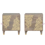 Cabinet de noche con puerta 2 pcs Gris 40 x 33 x 46 cm