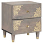 Armario de Noche Gris 40 x 33 x 46 cm Madera de mango maciza