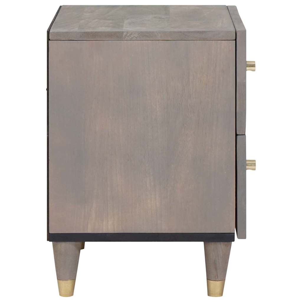 Armario de Noche Gris 40 x 33 x 46 cm Madera de mango maciza