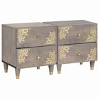 Armario de Noche con cajón 2 pcs Gris 40 x 33 x 46 cm