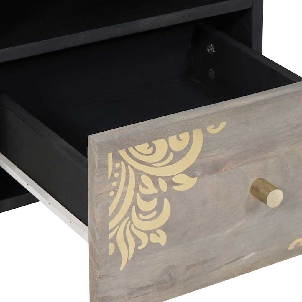 Mueble de TV Gris 70 x 33 x 46 cm Madera de mango maciza