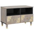 Mueble de TV Gris 70 x 33 x 46 cm Madera de mango maciza