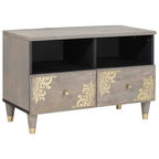 Mueble de TV Gris 70 x 33 x 46 cm Madera de mango maciza