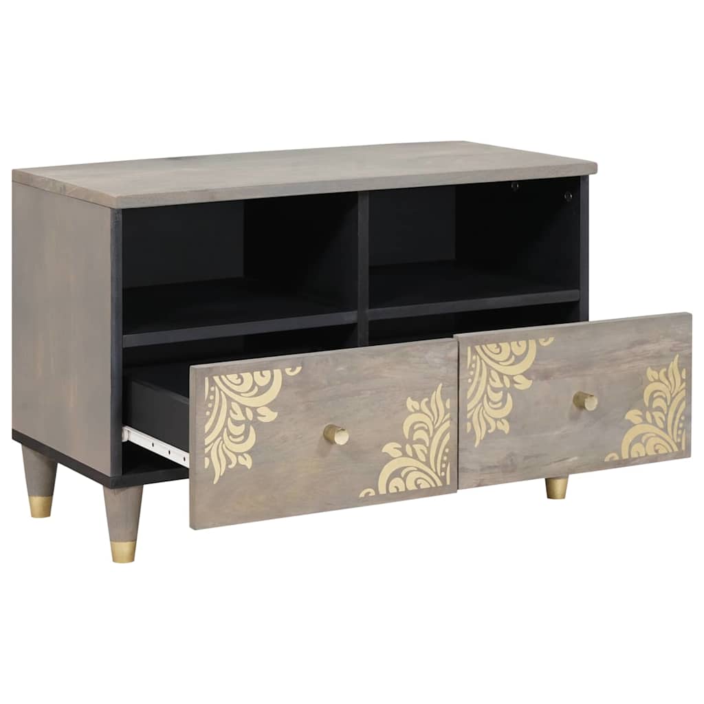 Mueble de TV Gris 70 x 33 x 46 cm Madera de mango maciza