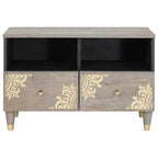 Mueble de TV Gris 70 x 33 x 46 cm Madera de mango maciza