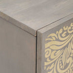 Aparador Gris y dorado 60 x 33 x 75 cm Madera de mango maciza