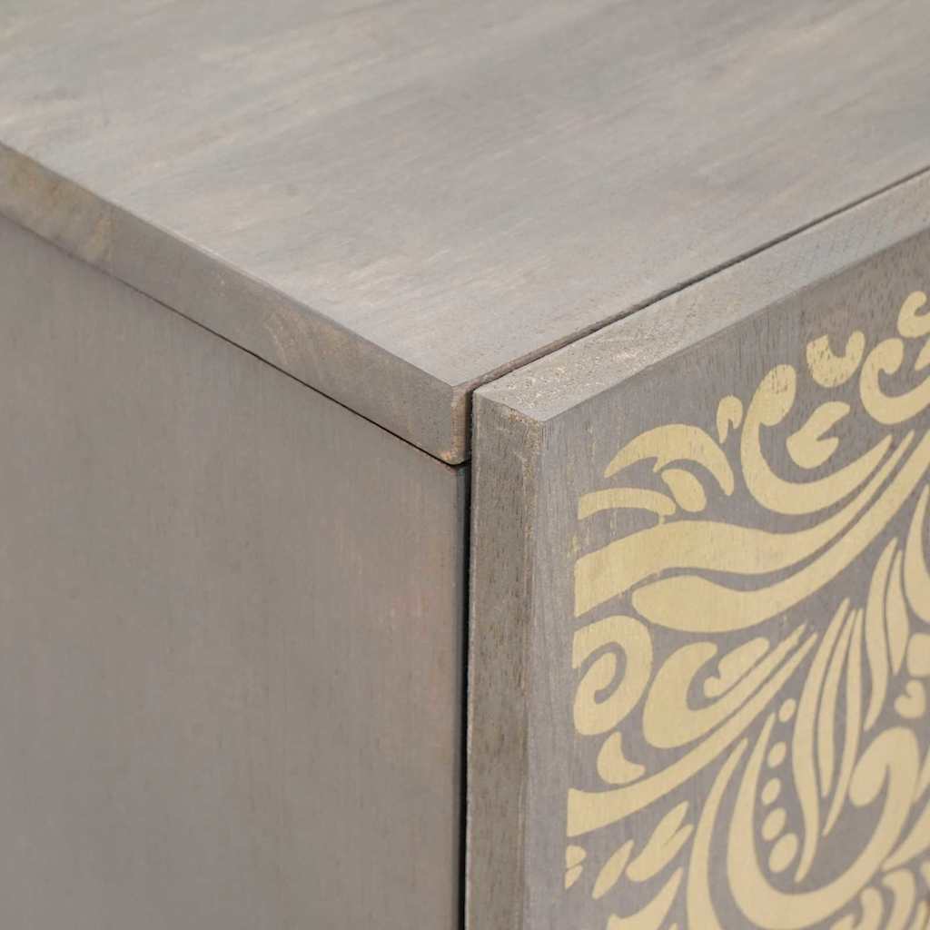 Aparador Gris y dorado 60 x 33 x 75 cm Madera de mango maciza