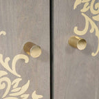 Aparador Gris y dorado 60 x 33 x 75 cm Madera de mango maciza