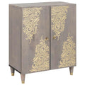 Aparador Gris y dorado 60 x 33 x 75 cm Madera de mango maciza