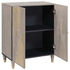 Aparador Gris y dorado 60 x 33 x 75 cm Madera de mango maciza