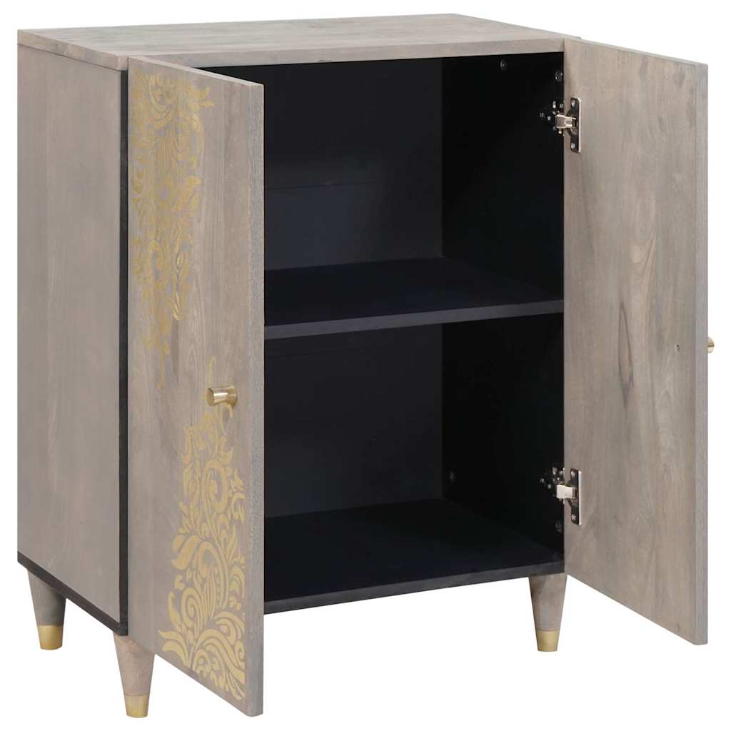 Aparador Gris y dorado 60 x 33 x 75 cm Madera de mango maciza