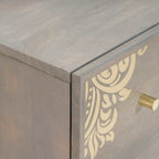 Aparador Gris y dorado 60 x 33 x 75 cm Madera de mango maciza