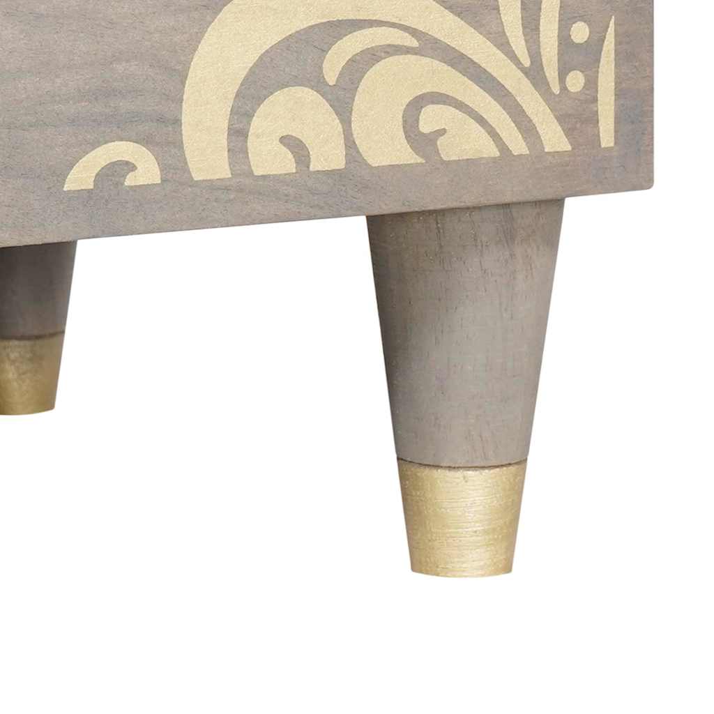 Aparador Gris y dorado 60 x 33 x 75 cm Madera de mango maciza