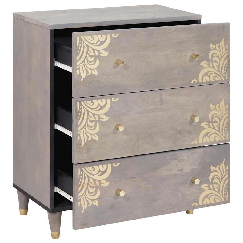 Aparador Gris y dorado 60 x 33 x 75 cm Madera de mango maciza