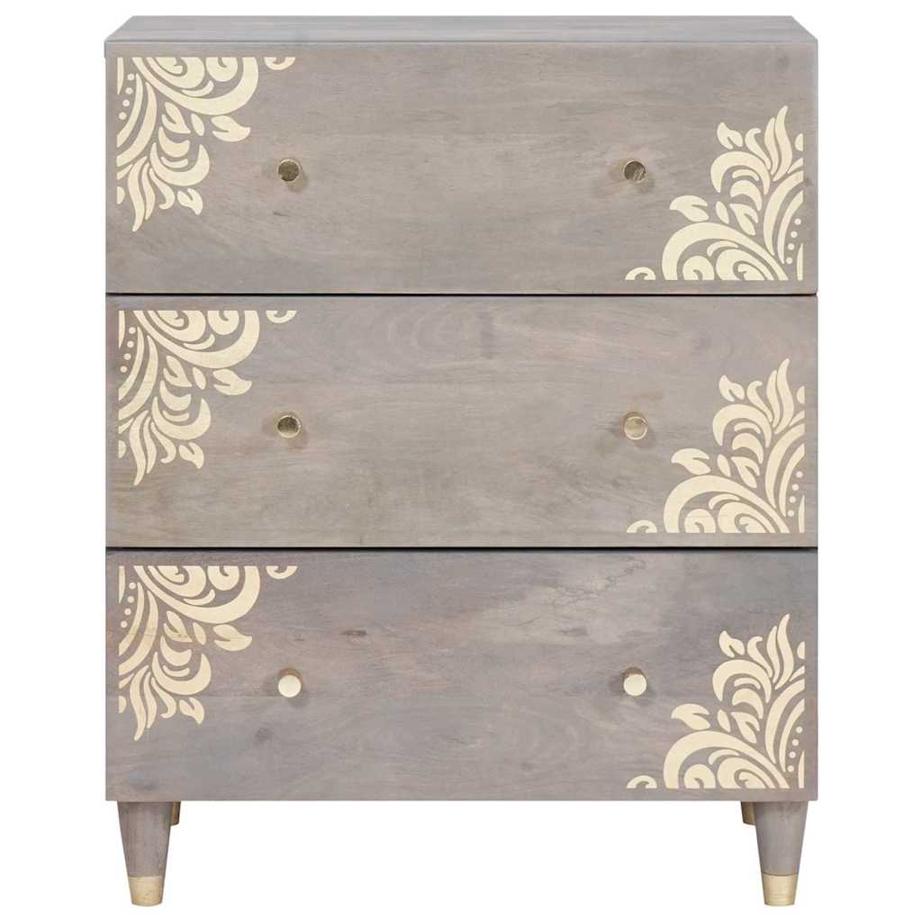 Aparador Gris y dorado 60 x 33 x 75 cm Madera de mango maciza