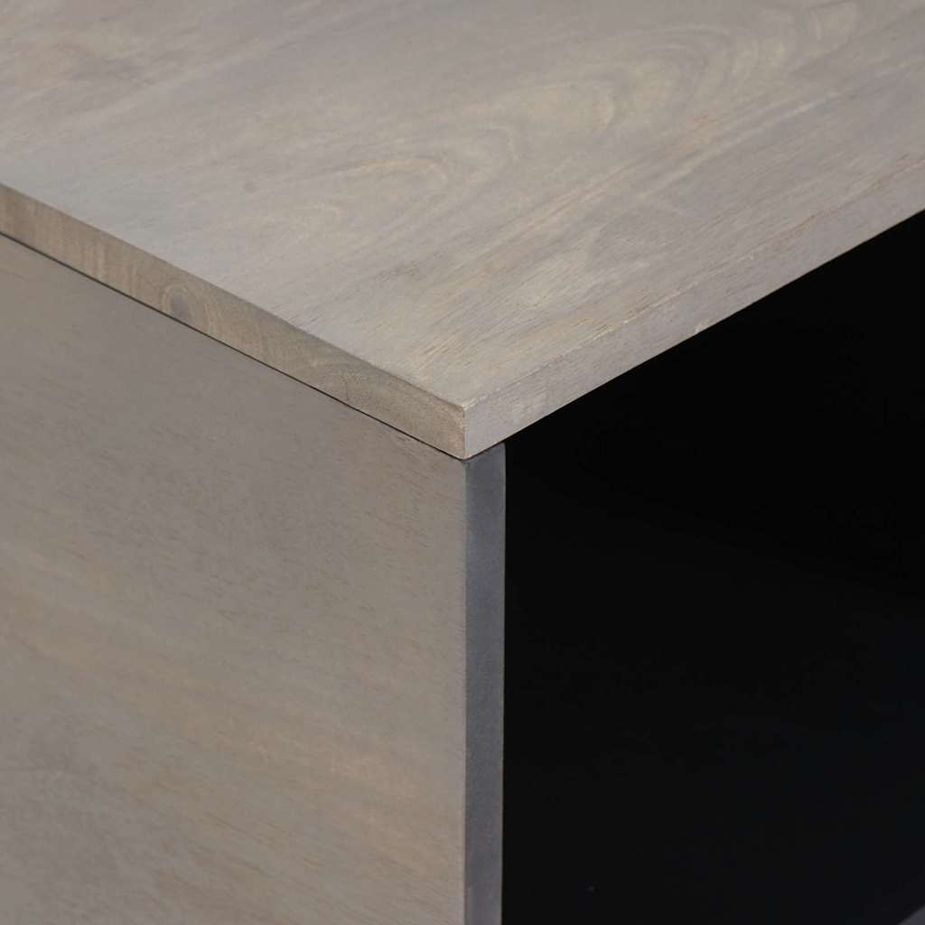 Mesa de Café Gris 80 x 50 x 40 cm Madera de mango maciza