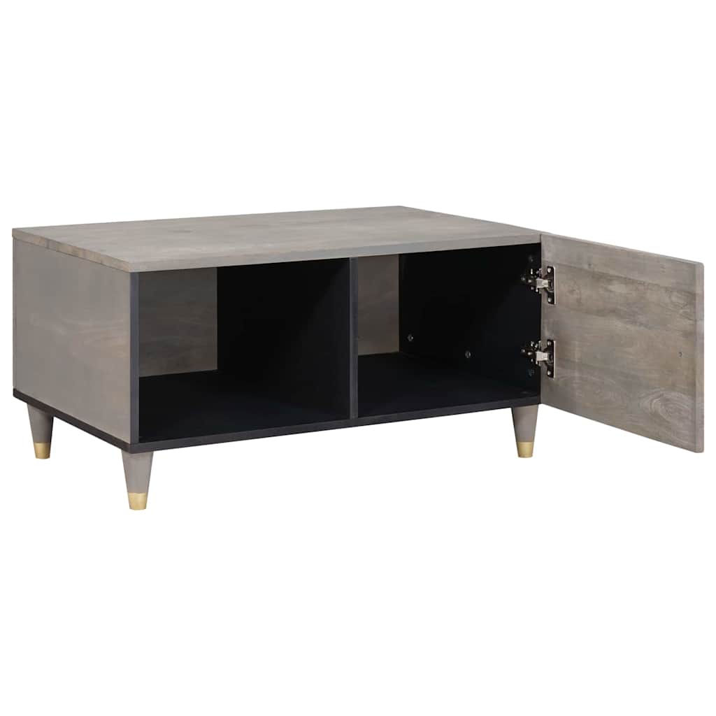Mesa de Café Gris 80 x 50 x 40 cm Madera de mango maciza