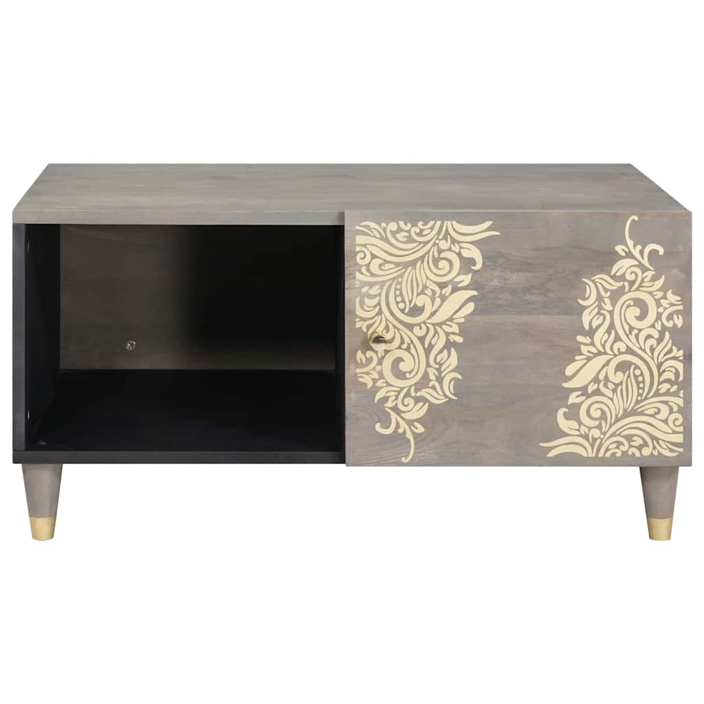 Mesa de Café Gris 80 x 50 x 40 cm Madera de mango maciza