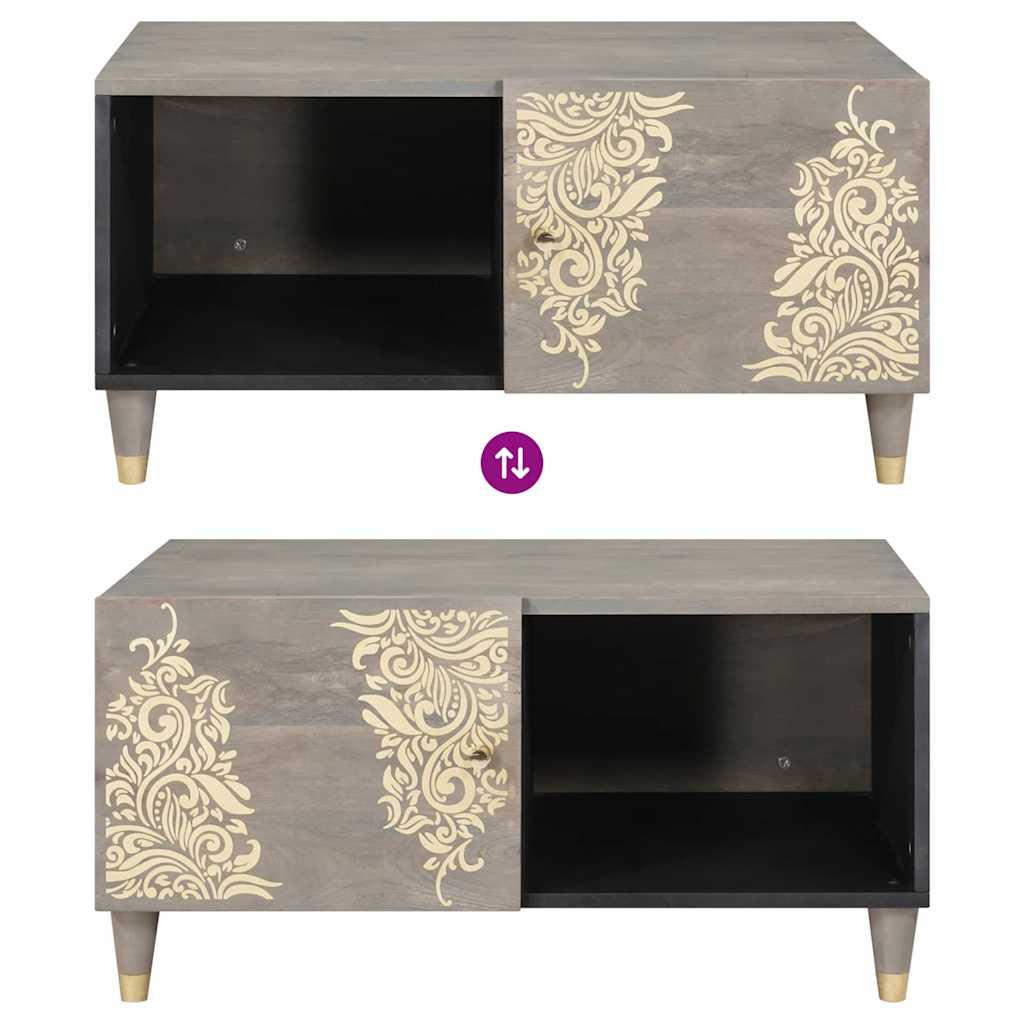 Mesa de Café Gris 80 x 50 x 40 cm Madera de mango maciza