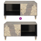 Mesa de Café Gris 80 x 50 x 40 cm Madera de mango maciza