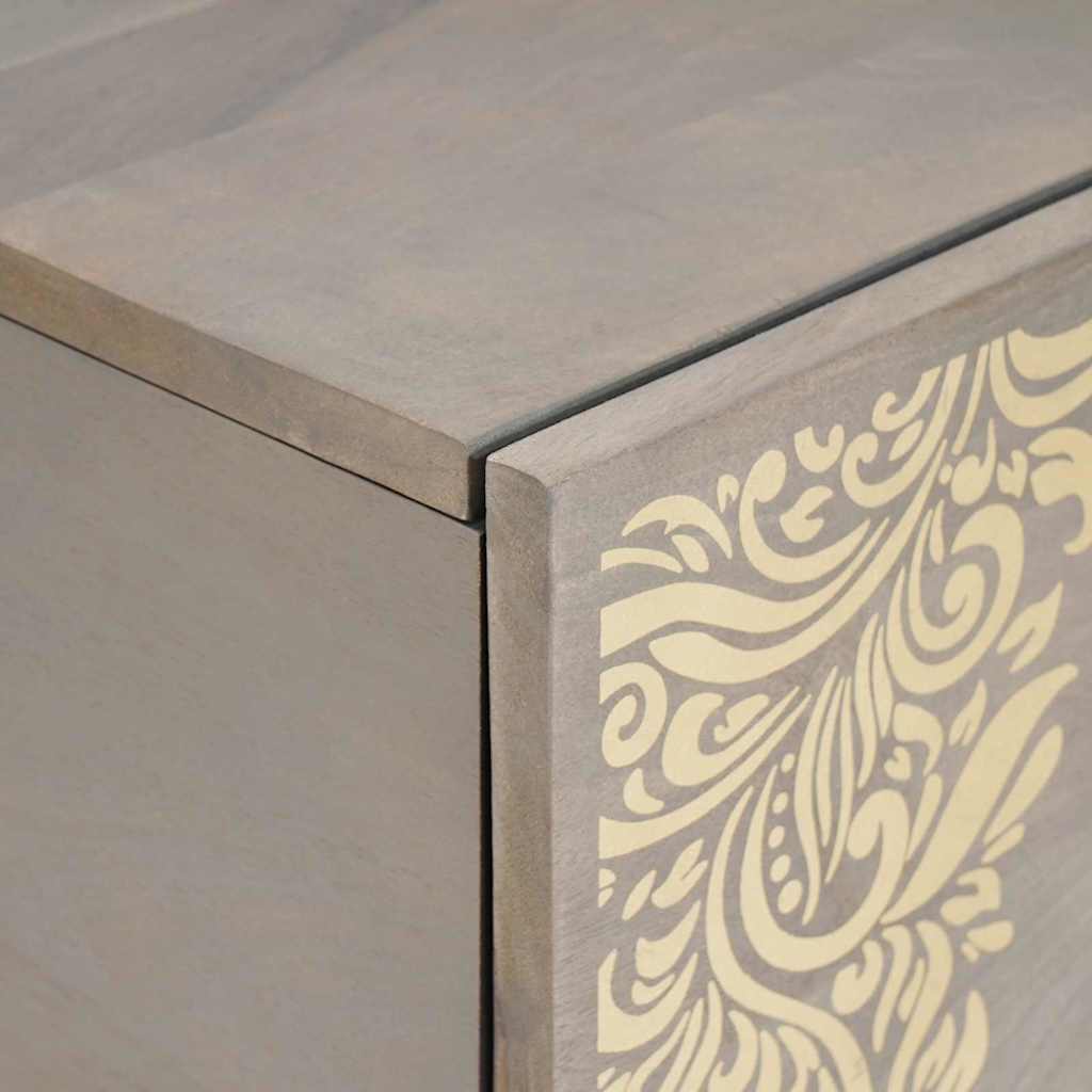 Mesa de Café Gris 80 x 50 x 40 cm Madera de mango maciza
