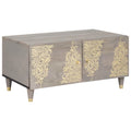 Mesa de Café Gris 80 x 50 x 40 cm Madera de mango maciza