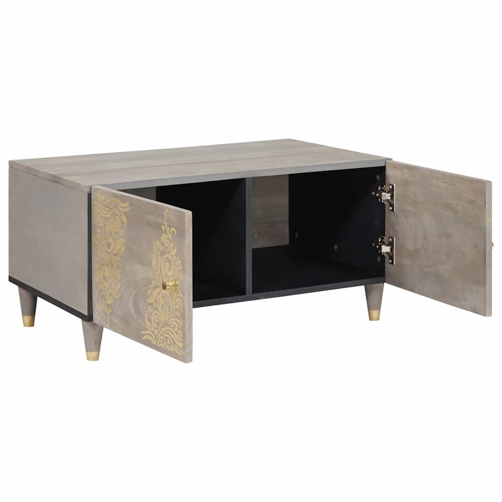 Mesa de Café Gris 80 x 50 x 40 cm Madera de mango maciza
