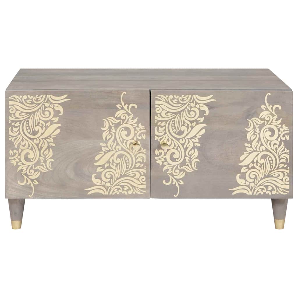 Mesa de Café Gris 80 x 50 x 40 cm Madera de mango maciza