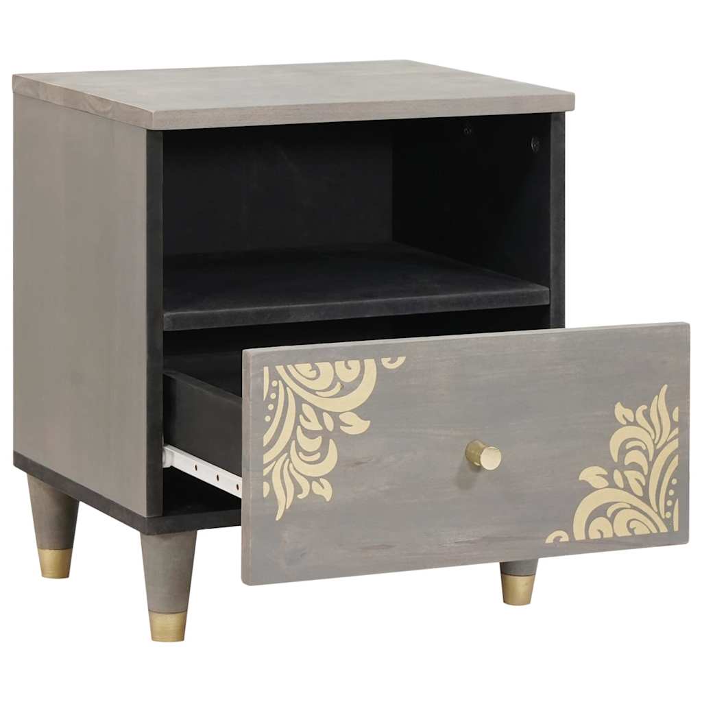 Armario de Noche Gris 40 x 33 x 46 cm Madera de mango maciza