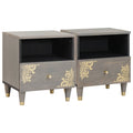 Armario de Noche con cajón 2 pcs Gris 40 x 33 x 46 cm